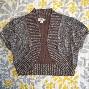 Metallic knit shrug